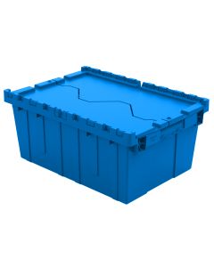 Attached Lid Container with Traction Bottom, 21 x 15 x 9", Blue