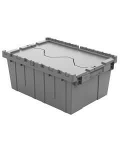 Attached Lid Container with Traction Bottom, 21 x 15 x 9", Grey