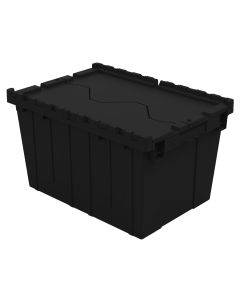 Attached Lid Container with Traction Bottom, 21 x 15 x 12", Black