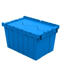 Attached Lid Container with Traction Bottom, 21 x 15 x 12", Blue