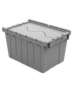 Attached Lid Container with Traction Bottom, 21 x 15 x 12", Grey