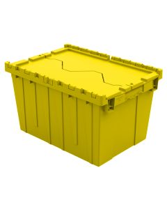 Attached Lid Container with Traction Bottom, 21 x 15 x 12", Yellow