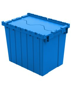 Attached Lid Container with Traction Bottom, 21 x 15 x 17", Blue