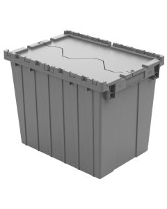 Attached Lid Container with Traction Bottom, 21 x 15 x 17", Grey