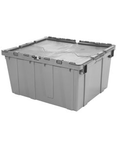 Attached Lid Container with Traction Bottom, 24 x 20 x 12", Grey