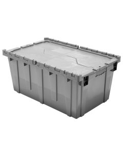 Attached Lid Container with Traction Bottom, 27 x 17 x 12", Grey