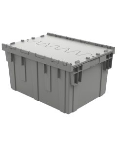 Attached Lid Container with Traction Bottom, 28 x 20 x 15", Grey
