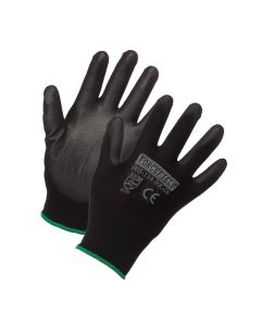 Black Nylon Polyurethane Palm Work Gloves, Medium - Pair