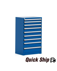 Heavy-Duty Stationary Cabinet (with Compartments), 9 Drawers (36"W x 24"D x 60"H) [Avalanche Blue 055]