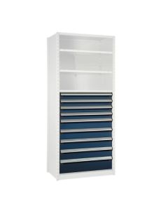 Bank of 9 Drawers - 4x 4"H, 4x 6"H, 1x 8"H (36"W x 18"D x 48"H)