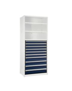 Bank of 10 Drawers - 6x 4"H, 4x 6"H (36"W x 18"D x 48"H)