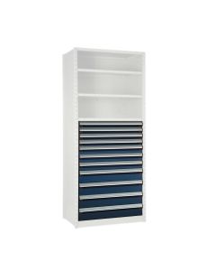 Bank of 11 Drawers - 4x 3"H, 3x 4"H, 4x 6"H (36"W x 24"D x 48"H)