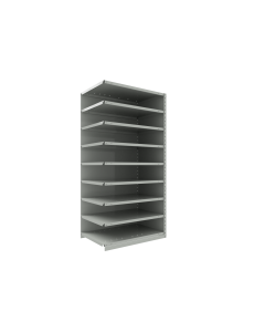 Closed Shelving (Add-On), 9 Shelves, perforated posts (48"W x 24"D x 75"H)