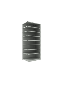 Closed Shelving (Add-On), 9 Shelves, perforated posts (48"W x 24"D x 87"H)