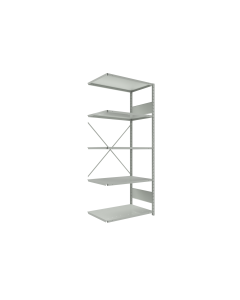 Open Shelving (Add-On), 5 Shelves, perforated posts (48"W x 24"D x 87"H)