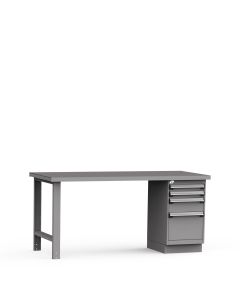 Workbench with L Cabinet, Painted Steel Top (72"W x 36"D x 34"H)