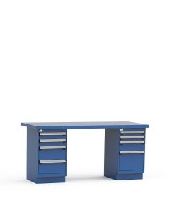 Workbench with two L Cabinets, Painted Steel Top (72"W x 30"D x 34"H)