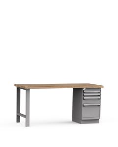 Workbench with L Cabinet, Laminated Hardwood Top (72"W x 30"D x 34"H)