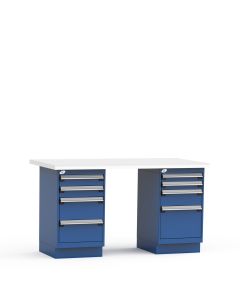 Workbench with two L Cabinets, Plastic Laminate Top (60"W x 30"D x 34"H)