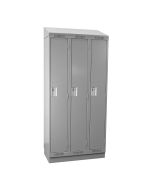 Cleanline Single Tier Locker, Bank of 3 with Recessed Base & Sloped Top