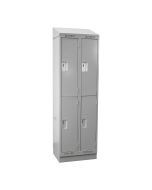 Cleanline Double Tier Locker, Bank of 2 with Recessed Base & Sloped Top