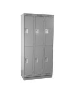 Cleanline Double Tier Locker, Bank of 3 with Recessed Base