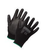 Black Nylon Polyurethane Palm Work Gloves, Small - Pair