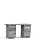 Workbench with two L Cabinets, Painted Steel Top (60"W x 30"D x 34"H)