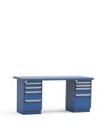 Workbench with two L Cabinets, Painted Steel Top (72"W x 36"D x 34"H)