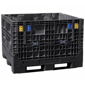 Collapsible Bulk Box (2 Gates, Extra-Duty) 48 x 45 x 25", Black