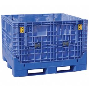 Collapsible Bulk Box (2 Gates, Extra Duty) 48 x 45 x 34", Blue