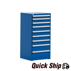 Heavy-Duty Stationary Cabinet (with Compartments), 9 Drawers (30"W x 27"D x 60"H) [Avalanche Blue 055]