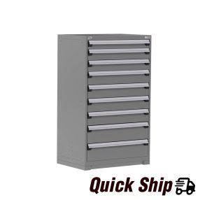 Heavy-Duty Stationary Cabinet (with Compartments), 9 Drawers (36"W x 24"D x 60"H) [Modern Gray 745]